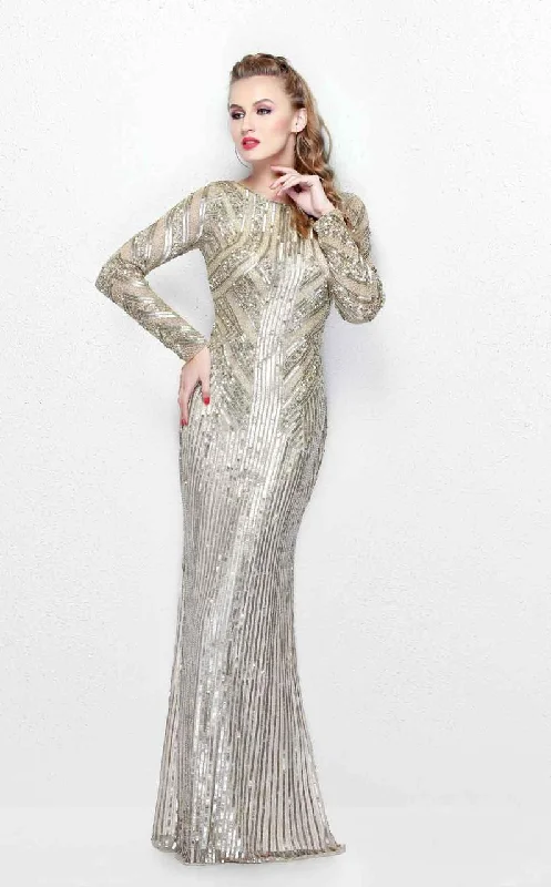 Women's Occasion Wear Clothing Primavera Couture - 1721 Long Sleeve Embellished Sheath Gown