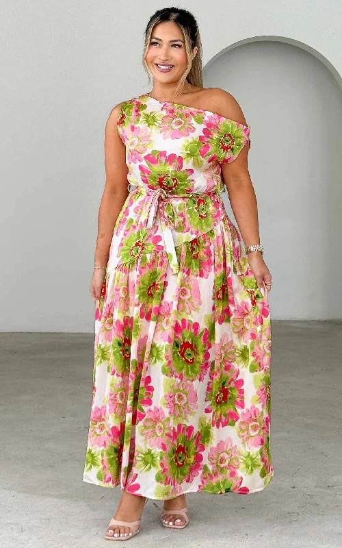 Women's Transitional Clothes Kassidy Maxi Dress - Pink Green Floral