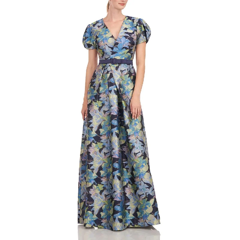 Women's Comfortable Lounge Attire Kay Unger New York Womens Floral Pleated Evening Dress