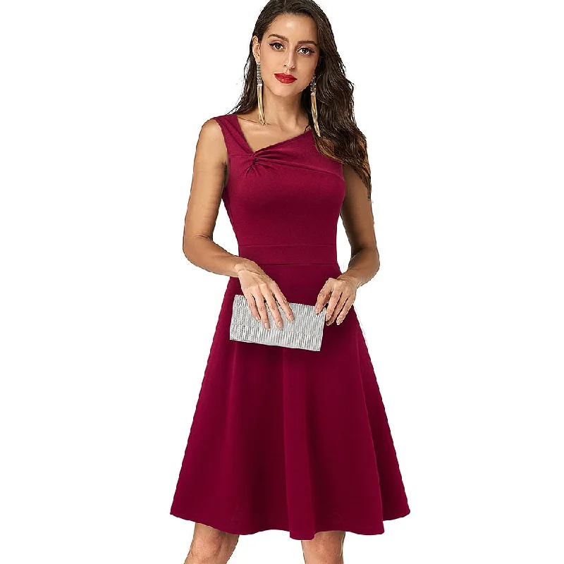 Women's Seasonal Attire BerriesJam - 2024 Sleeveless Cocktail Wedding Party Vintage Swing Flare Dress