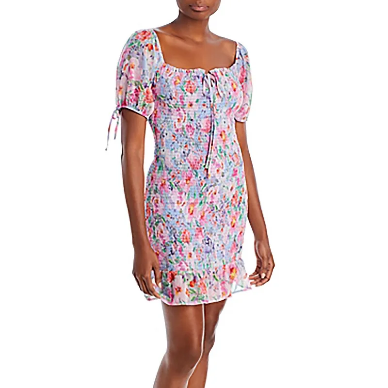 Women's Stylish Casual Garments Lost + Wander Womens Monets Garden Chiffon Floral Print Mini Dress