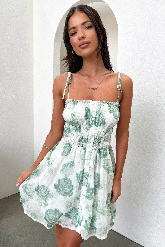 Women's Clothing Outfit Set Lilah Dress - Green Floral