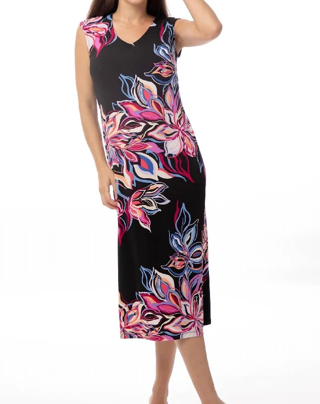 Women's Floral Print Outfit Floral Midi Dress In Multi