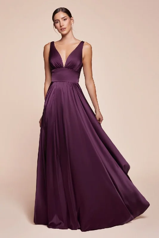 Casual Outfit For Women Cinderella Divine CD7469 Long Prom Dress Evening Gown Eggplant