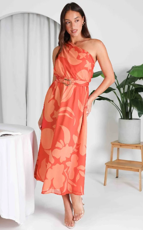 Women's High-Fashion Clothes Bourke Maxi Dress - Coral Orange Floral