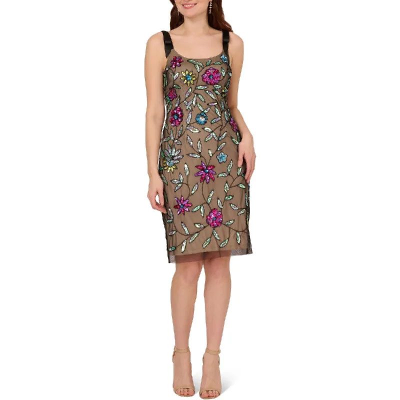 Elegant Clothing For Women Adrianna Papell Womens Sequined Floral Cocktail And Party Dress