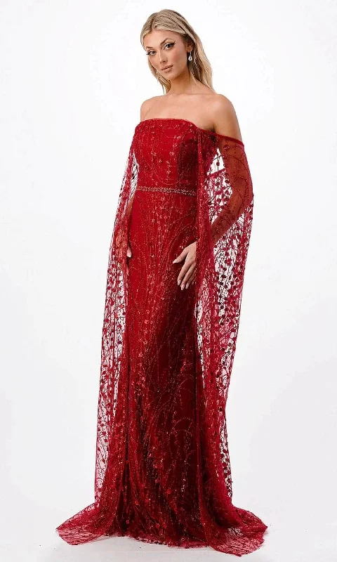 Women's Formal Event Attire Aspeed Design P2300 - Glitter Off Shoulder Evening Gown