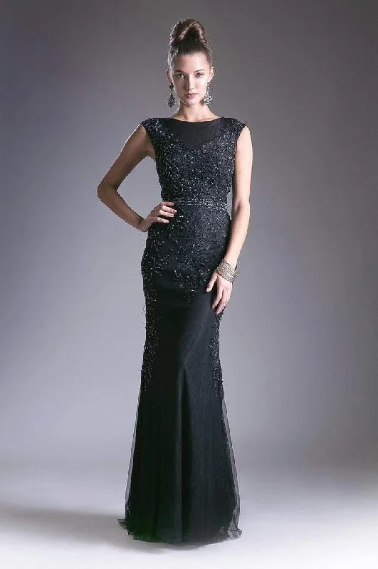 Formal Attire For Women Cinderella Divine Cap Sleeve Illusion Jewel Soutache Sparkling Lace Gown