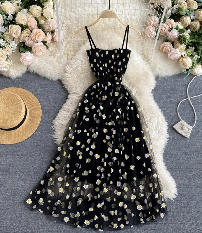 Women's Clothes Cute A line tulle floral dress    S75