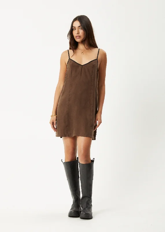 Women's Casual Wear Clothing AFENDS Womens Giselle - Cupro Mini Dress - Coffee