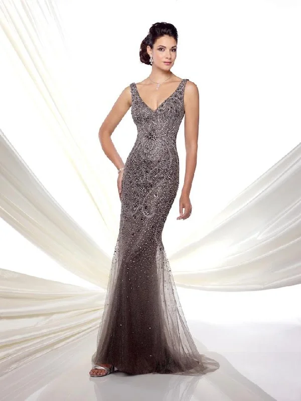 Casual Attire For Women Ivonne D by Mon Cheri - Sleeveless V Neckline Beaded Tulle Trumpet Gown 116D23 - 1 Pc Dark Gray in Size 10 Available