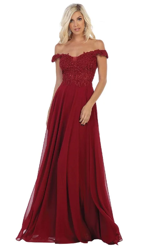 Women's Clothing For Holiday Travel May Queen MQ1602 - Off Shoulder Chiffon Formal Gown