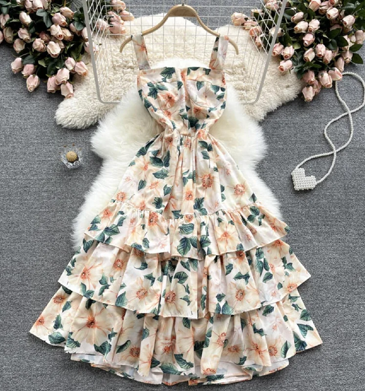 Women's Clothing Sets Cute A line floral dress fashion dress   S20