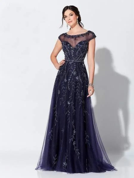 Women's Apparel Mon Cheri - Stunning Beaded Tulle A-line Gown 119D48