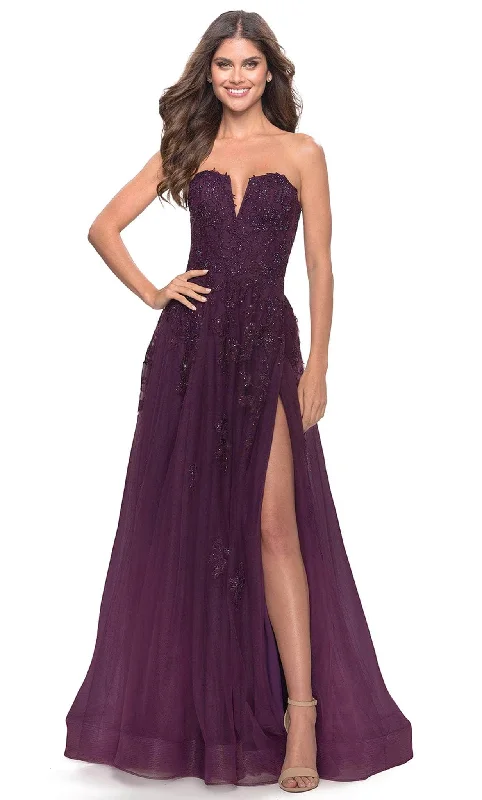 Affordable Women's Attire La Femme 31345 - Applique A-Line Tulle Gown