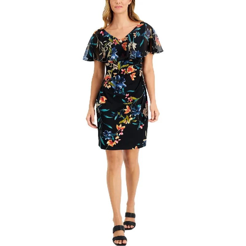 Formal Outfit For Women Connected Apparel Womens Plus Floral Print Knee-Length Sheath Dress