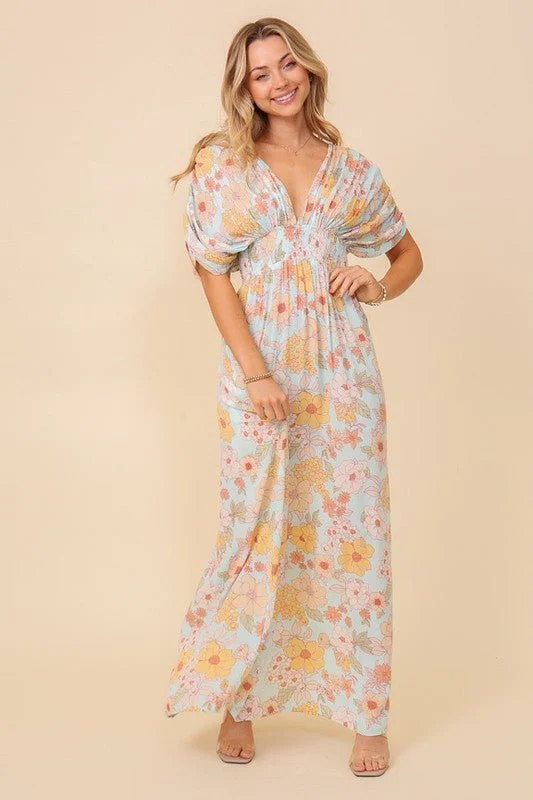 Women's Functional Outdoor Garments Floral Maxi Sundress