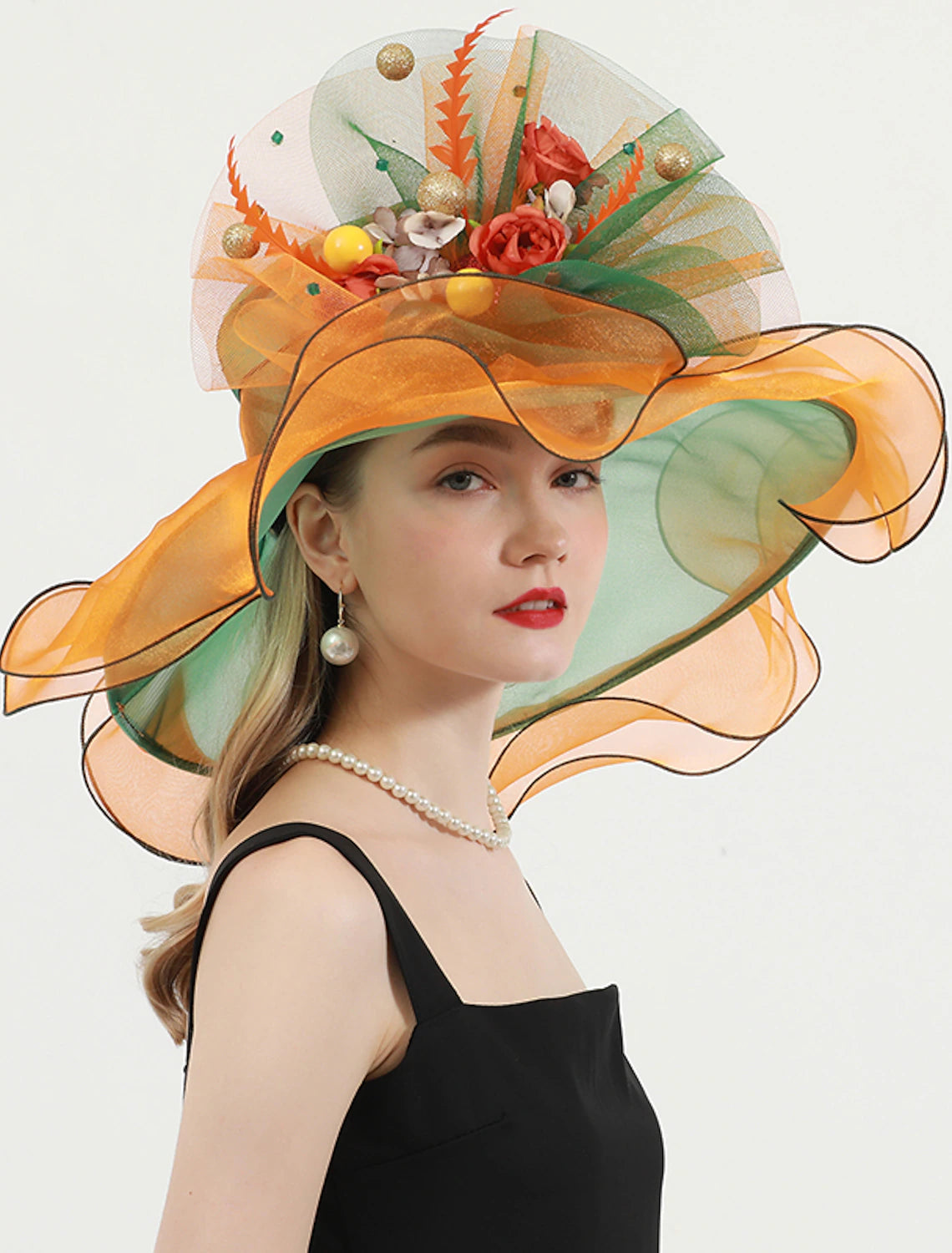 Women's Evening Garments Hats Organza Kentucky Derby Church Wedding Fancy