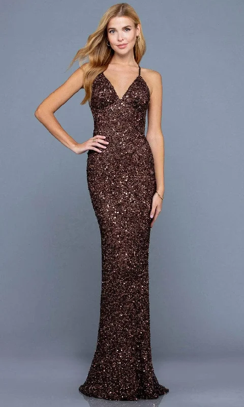 High-Fashion Women's Clothing SCALA - 47551 Sequined Open Back Fitted Evening Gown