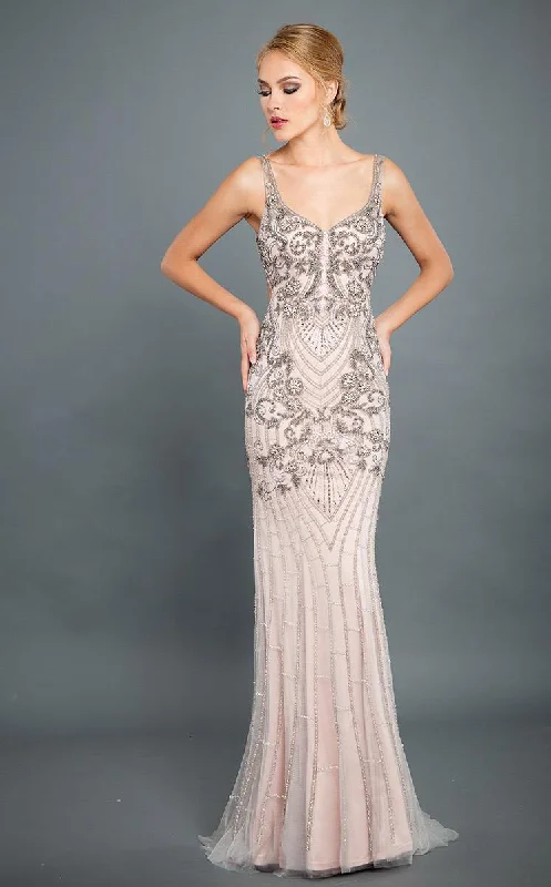 Women's Seasonal Clothing Rachel Allan Beaded V Neck Open Back Gown 8317