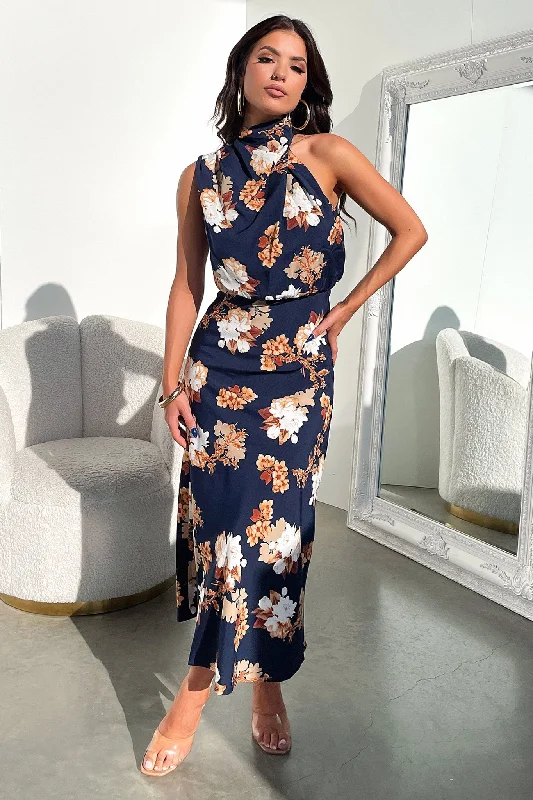 Chic Women's Outfit Santorini Maxi Dress - Navy Floral