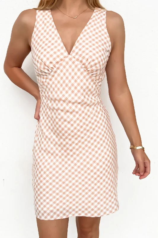 Women's Trendy Garments Holden Mini Dress Latte Gingham