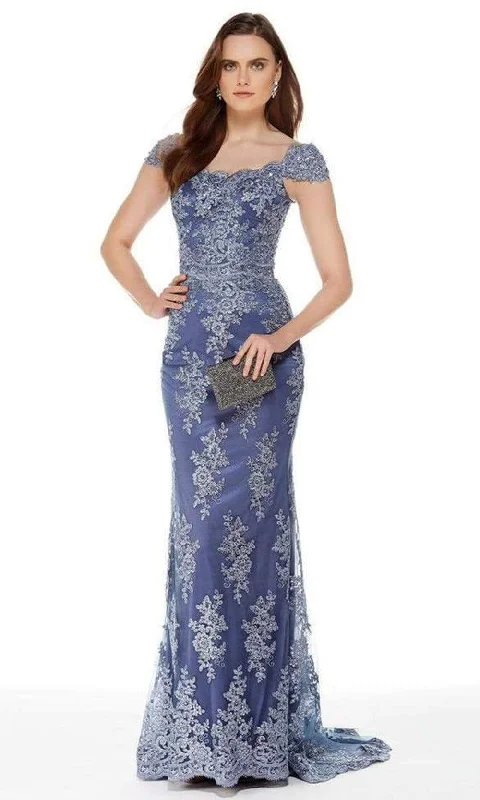 Women's High-Fashion Garments Alyce Paris - 27042 Scalloped Lace Cap Sleeves Evening Gown