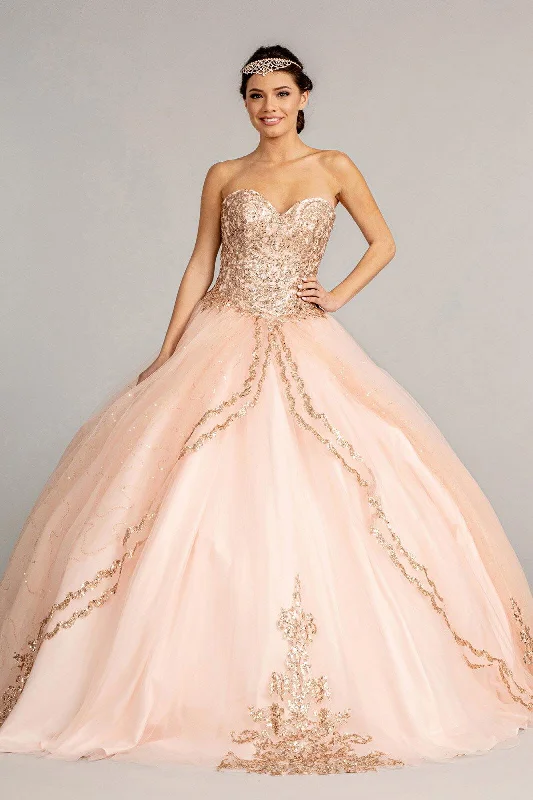 Affordable Women's Clothing Long Quinceanera Dress Strapless Glitter Ball Gown