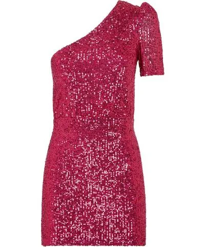 Women's Clothes For The Office Petit Pink One Shoulder Sequin Mini Dress