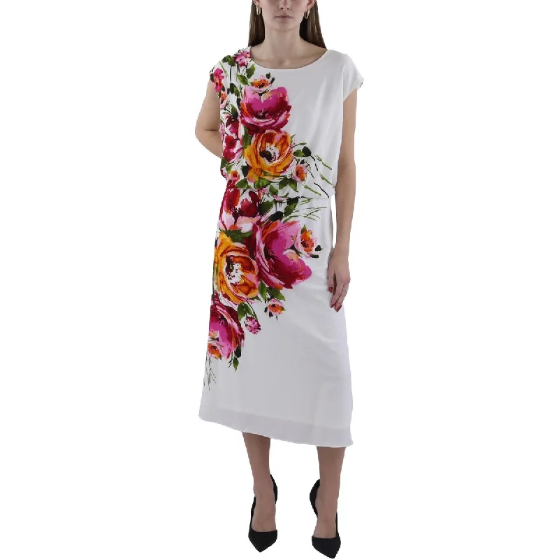 Stylish Women's Garments For Holidays London Times Womens Plus Floral Print Sleeveless Evening Dress