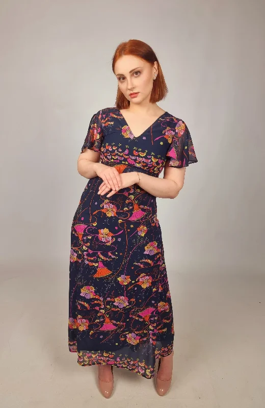 Timeless Women's Clothes Vilagallo Giverny Navy Floral nDress