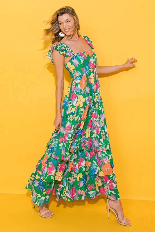 Women's Seasonal Clothing PRETTY IN PARADISE FLORAL WOVEN MAXI DRESS