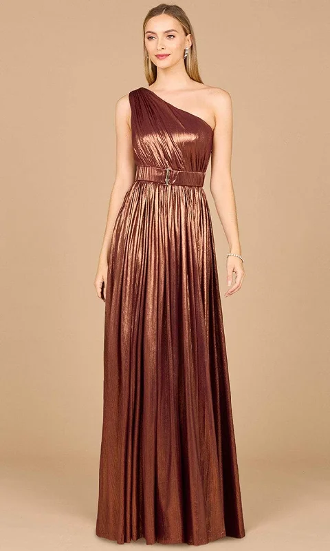 Women's Clothes For Outdoor Events Lara Dresses 8122 - Metallic One Shoulder Evening Gown