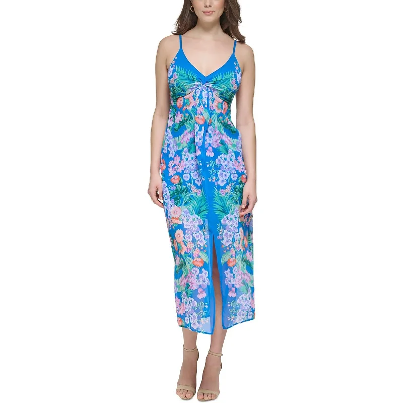 Women's Transitional Garments Guess Womens Floral Print Chiffon Maxi Dress