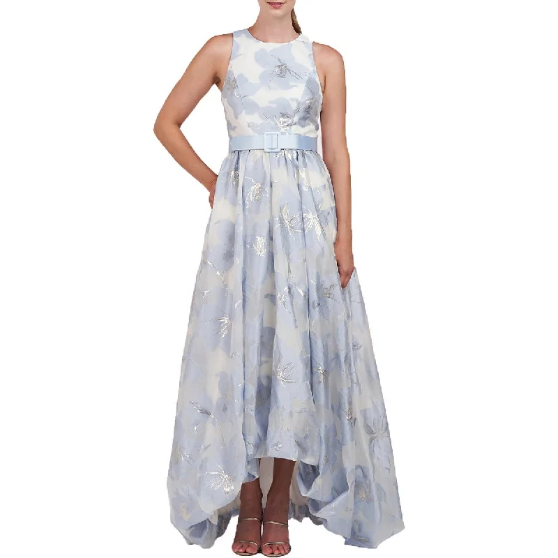 Women's Evening Wear Attire Kay Unger New York Womens Metallic Floral Print Evening Dress