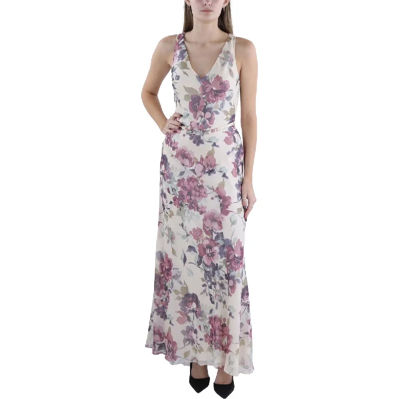 Women's Stylish Vacation Attire Lauren Ralph Lauren Womens Chiffon Floral Evening Dress