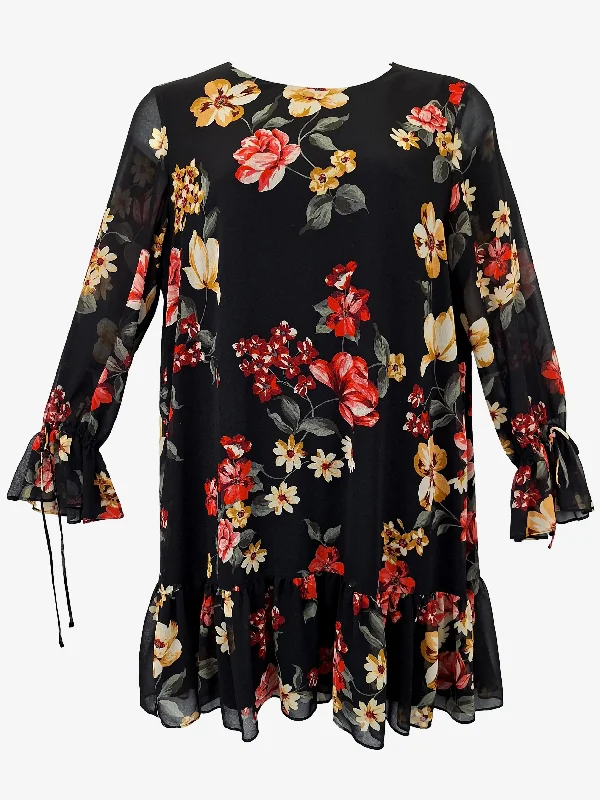 Comfortable Women's Clothes Veronika Maine Soft Frilled Floral Midi Dress Size 14