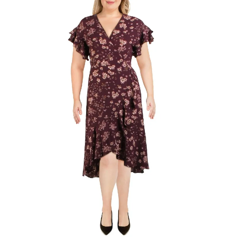 Women's Professional Garments Max Studio Womens Floral Hi-Low Wrap Dress