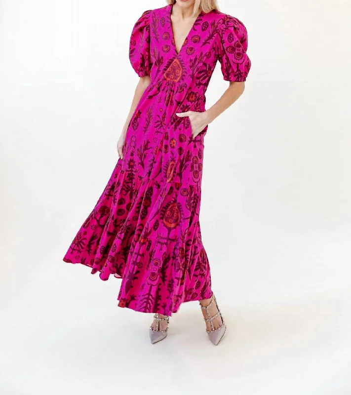 Women's Chic Outerwear Outfit Margot Dress In Raspberry Floral Irate