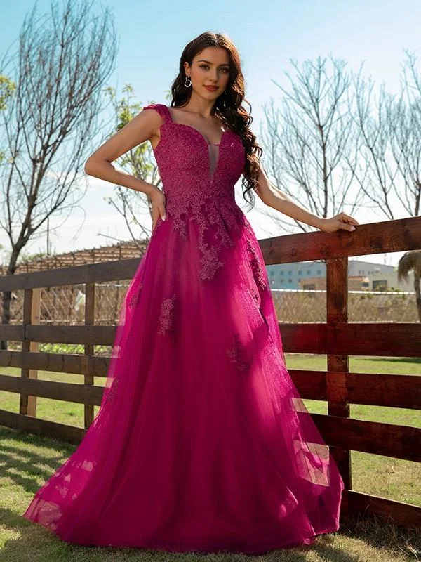 Women's Clothes For Outdoor Events A-Line Prom Dresses Floral Dress Quinceanera Floor Length Sleeveless Sweetheart Lace with Criss Cross Pure Color