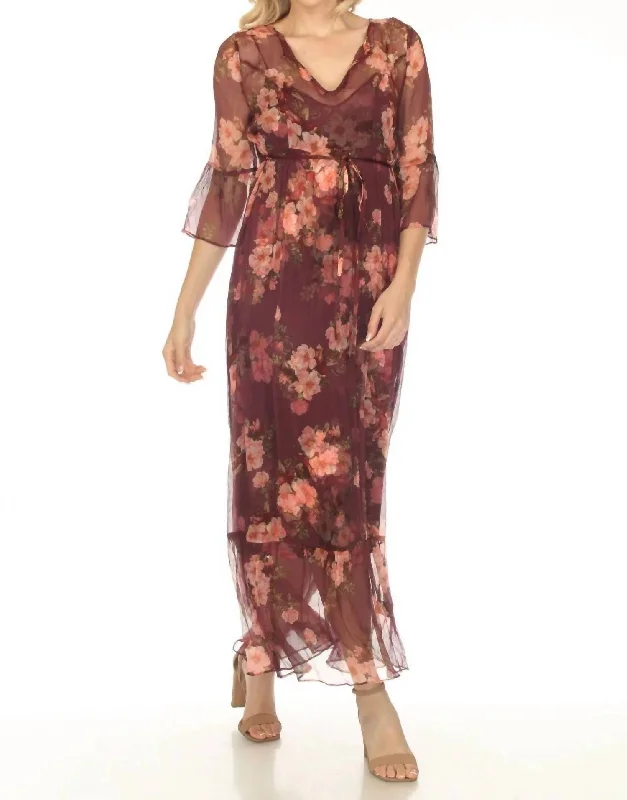 Women's Effortless Casual Outfit Winonna Silk Floral Maxi Slip Dress In Multi