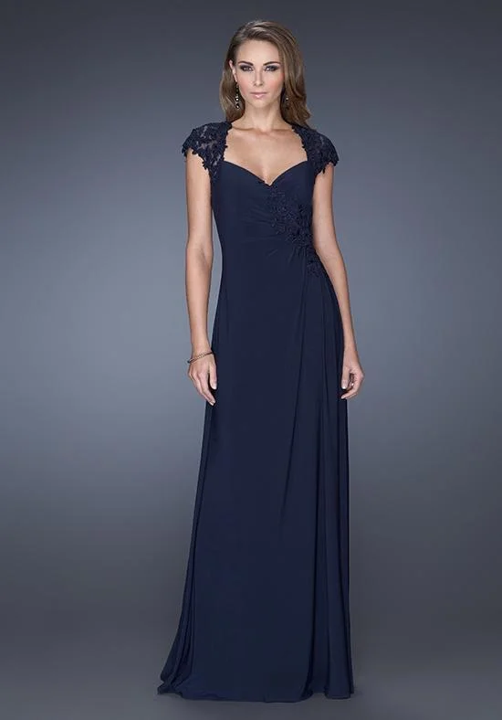 Women's Casual Clothing For Lounging La Femme - Queen Anne Sheath Evening Gown 20487SC - 1 pc Navy In Size 2 Available