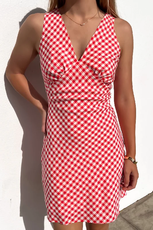 Comfortable Garments For Women Holden Mini Dress Red Gingham