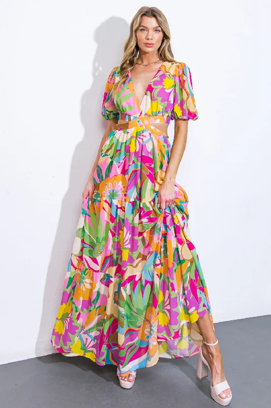 Women's Elegant Clothes FLORAL DREAMS WOVEN MAXI DRESS