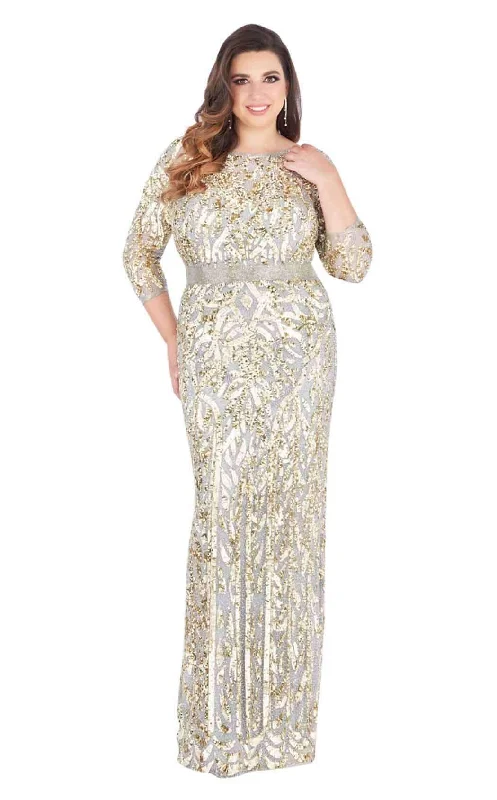 Women's Travel Garments Mac Duggal - Beaded Bateau Sheath Evening Gown 4857F