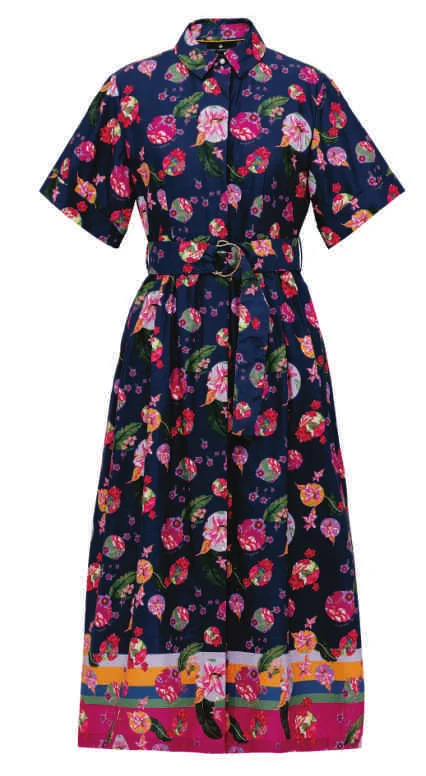 Plus-Size Women's Clothing Emily Lovelock Navy Floral Shirt Dress