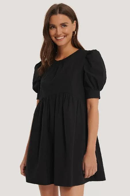 Women's Casual Wear Clothing Cotton Short Sleeve Mini Dress Black