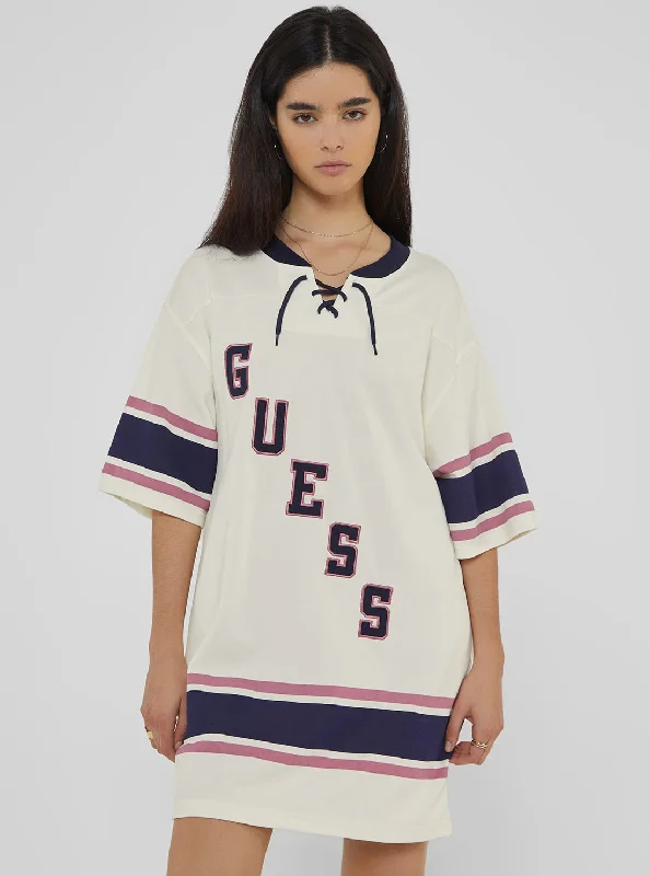 Women's Travel Apparel Guess Originals Beige Hockey Jersey Mini Dress