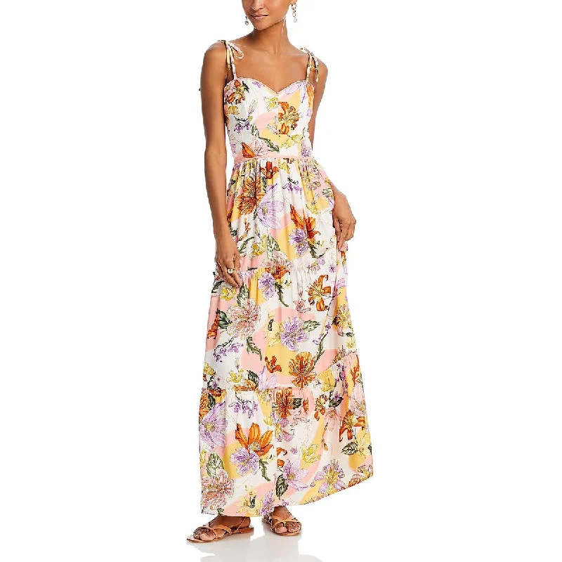 Women's Trendy Garments Womens Floral Print Ribbed Maxi Dress