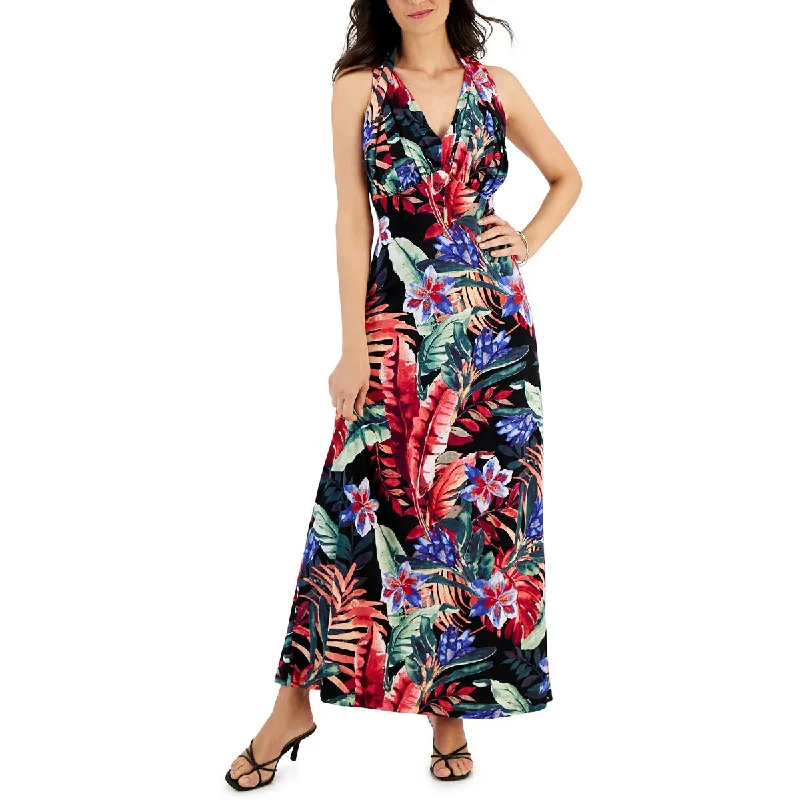 Women's Chic Outerwear Garments Connected Apparel Womens Floral Print Jersey Maxi Dress